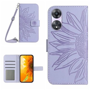 Peněženkové kožené pouzdro Sun Flower na Oppo A38 - Fialová