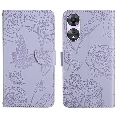 Peněženkové kožené pouzdro Sun Flower na Oppo A38 - Fialová