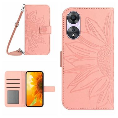 Peněženkové kožené pouzdro Sun Flower na Oppo A38 - Růžová