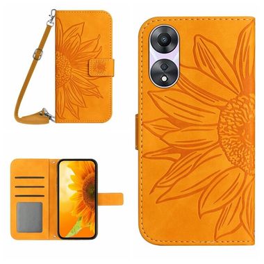 Peněženkové kožené pouzdro Sun Flower na Oppo A38 - Žlutá