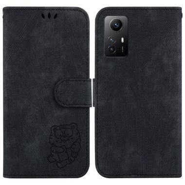 Peněženkové kožené pouzdro Tiger na Xiaomi Redmi Note 12S - Černá