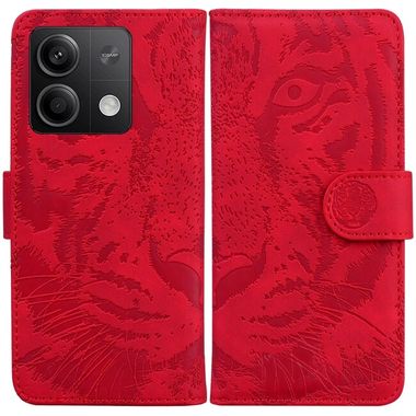 Peněženkové kožené pouzdro Tiger na Xiaomi Redmi Note 13 - Červená