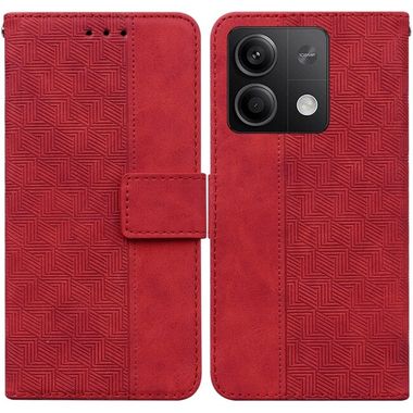 Peněženkové kožené pouzdro Geometric na Xiaomi Redmi Note 13 - Červená