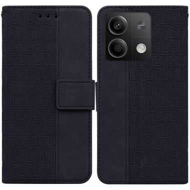 Peněženkové kožené pouzdro Geometric na Xiaomi Redmi Note 13 - Černá