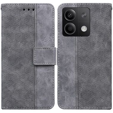 Peněženkové kožené pouzdro Geometric na Xiaomi Redmi Note 13 - Šedá