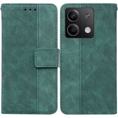 Peněženkové kožené pouzdro Geometric na Xiaomi Redmi Note 13 - Zelená