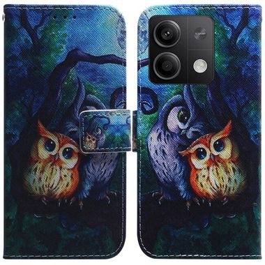 Peněženkové kožené pouzdro na Xiaomi Redmi Note 13 - Oil Painting Owl