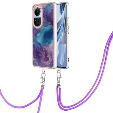 Plastový kryt Marble Lanyard pro OPPO Reno10 5G/10 Pro 5G - Fialová