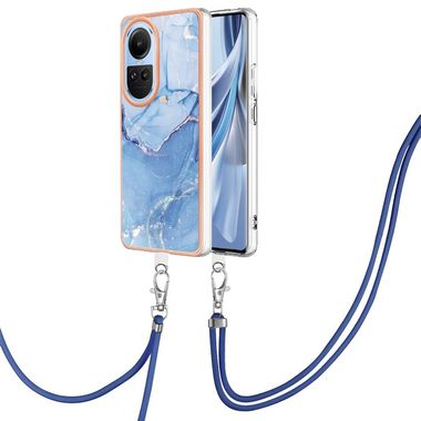 Plastový kryt Marble Lanyard pro OPPO Reno10 5G/10 Pro 5G - Modrá