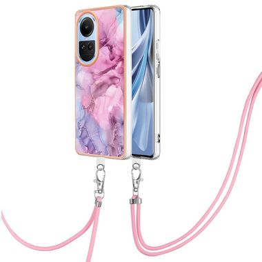 Plastový kryt Marble Lanyard pro OPPO Reno10 5G/10 Pro 5G - Růžová