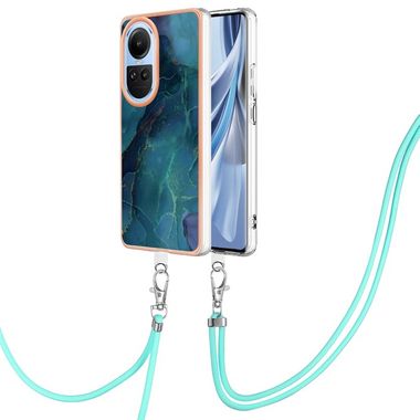 Plastový kryt Marble Lanyard pro OPPO Reno10 5G/10 Pro 5G - Zelená