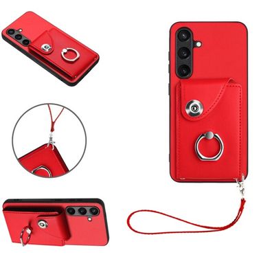 Ring Holder kryt Card Bag Samsung Galaxy S24 5G - Červená