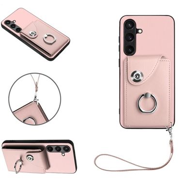 Ring Holder kryt Card Bag pro Samsung Galaxy S24 5G - Růžová